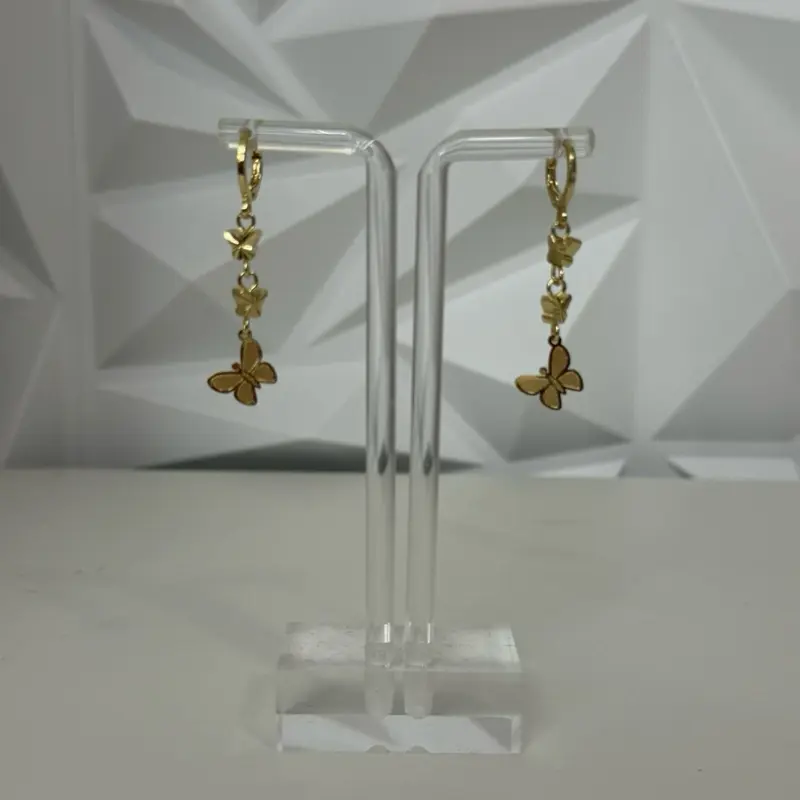 Long Butterfly Drop Earrings with Click Closure, Fashion Costume Jewelry Accessory