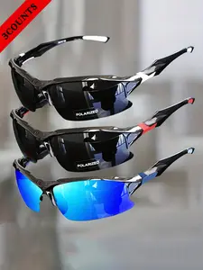 3 Pairs of Fashion Wrap-Around Half-Frame Glasses for Men and Women, Perfect for Outdoor Cycling, Driving, Hiking, and Sports, Polarized Cycling Glasses, Outdoor Cycling Eyewear