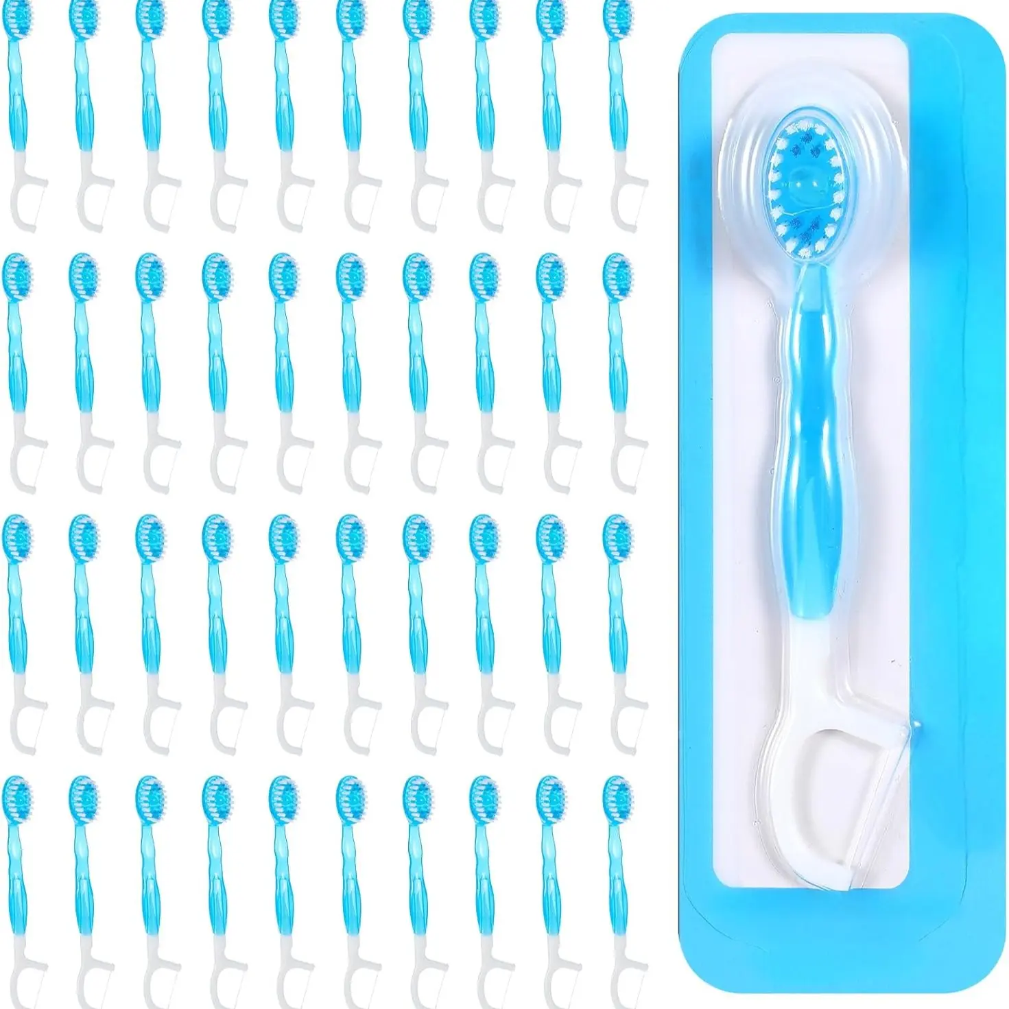 Mini Toothbrushes and Floss Set, 5-In-1 Pre-Pasted Design, Ideal for Daily Oral Care, Compact & Portable, Perfect for Adults