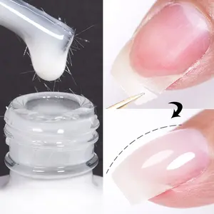 AWStorG 15ml Nude Fiber Rubber Base Gel, Milky White Jelly Pink Nail Polish, Poly Nail Gel, Polygel Nails, Acrylic Gel Nails, Improve Damaged Nails, Easy to Apply Base Coat for Nail Art Design, Soak Off UV LED