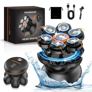 MAXGROOM Head Shaver for Bald Men, Waterproof Electric Razor with 7D Floating Heads, Close Smooth Shave, Magnetic Detachable Blades, Long Battery Life, Dual-Speed Power, Wet/Dry Shave, Gifts for Men