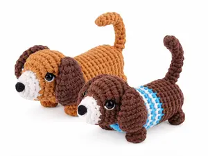 TIKA Beginner Crochet Kit 2-Pack Dachshund Dogs with Step-by-Step Video Tutorials for Adults and Kids