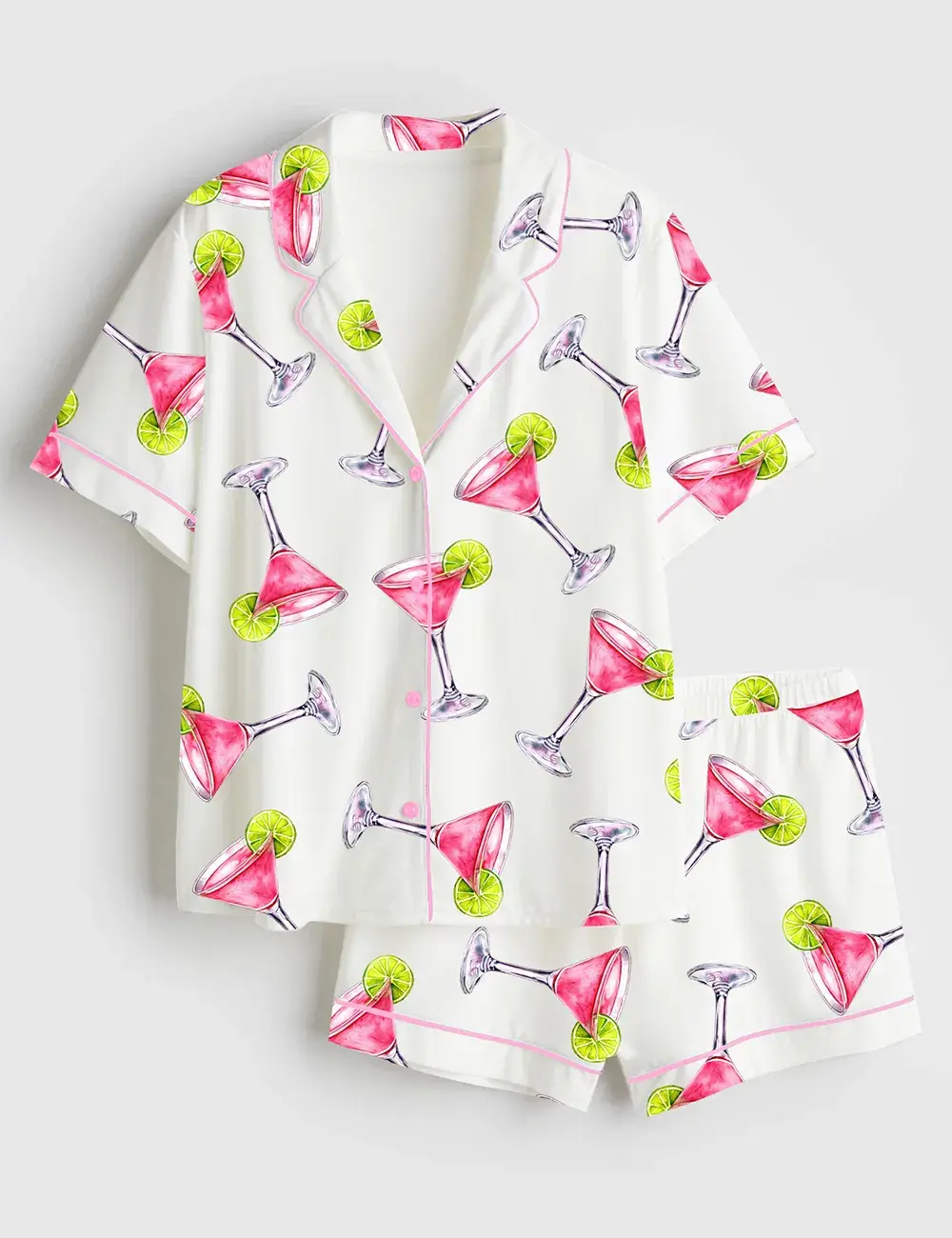 Pink Cosmopolitan Cocktail Cosmo Drink Weddings & Parties Pajama Set, Sleepwear for Women, Pajama for Girls