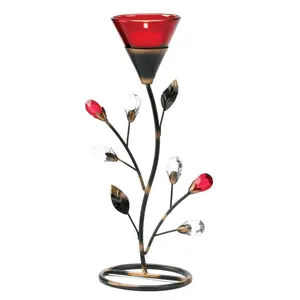 red crystal tea candel holders