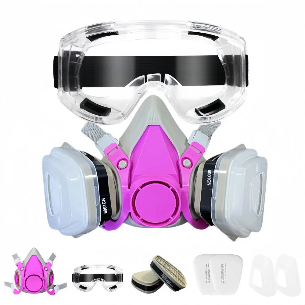Full Face Mask with Goggles & Filter & Accessories, Full Face Mask for Painting, Farming, Dust, Chemical, Firefighting, Safety & Security Supplies, Protective Mask, Respirator Mask, Anti Dust Mask, Dustproof Safety Mask, Safety Gear