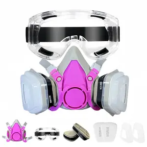Full Face Mask with Goggles & Filter & Accessories, Full Face Mask for Painting, Farming, Dust, Chemical, Firefighting, Safety & Security Supplies, Protective Mask, Respirator Mask