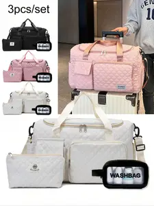 3-piece travel bag set, handbag, shoulder bag, crossbody bag, Travel organizer bag, multifunctional multi-pocket shoe bag, wet and dry separation, toiletry bag, cosmetic bags, large capacity adjustable lightweight zipper commuter bag