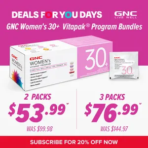 GNC 2-Box Bundle: GNC Women's 30+ Vitapak, 5-in-1, 30 Count Multivitamin for Stress & Bone Support, Skin Support, Healthcare, Dietary Supplement, Jumpstart