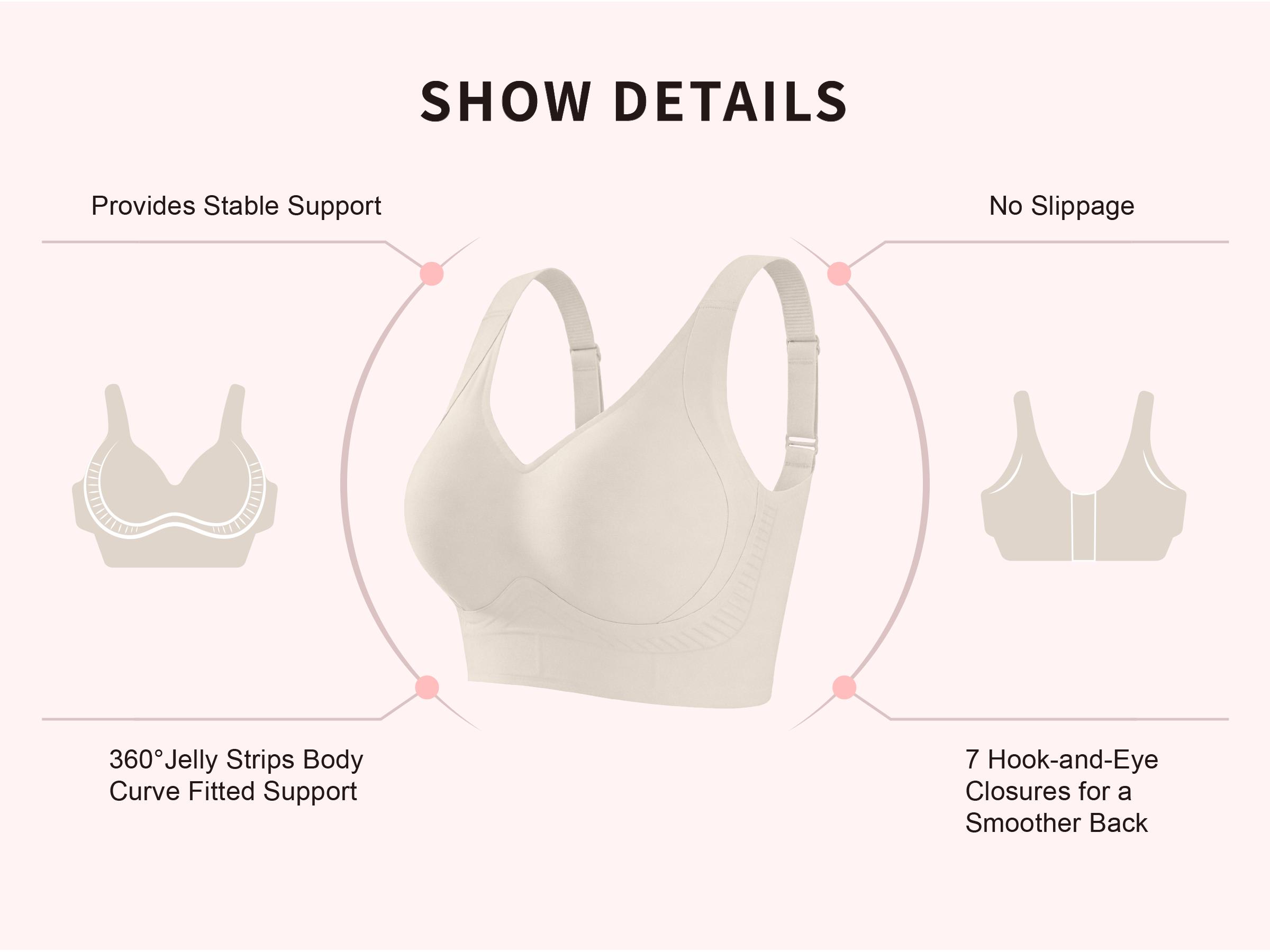 Soft Intention Plus Size Back Fat Smoothing Jelly Bra,  Everyday, Seamless, Push Up