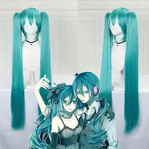 Hatsune Future cosplay wig, aqua blue double ponytail chemical fiber full headgear, hair cover wig simulation