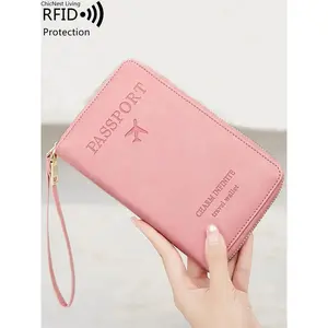 Simple Solid Color Passport Wallet, Multifunctional Zipper Travel Card Holder, RFID Blocking Anti-Theft Document Organizer, Lightweight Portable Travel Essential, Perfect Gift for Christmas & Valentine's Day