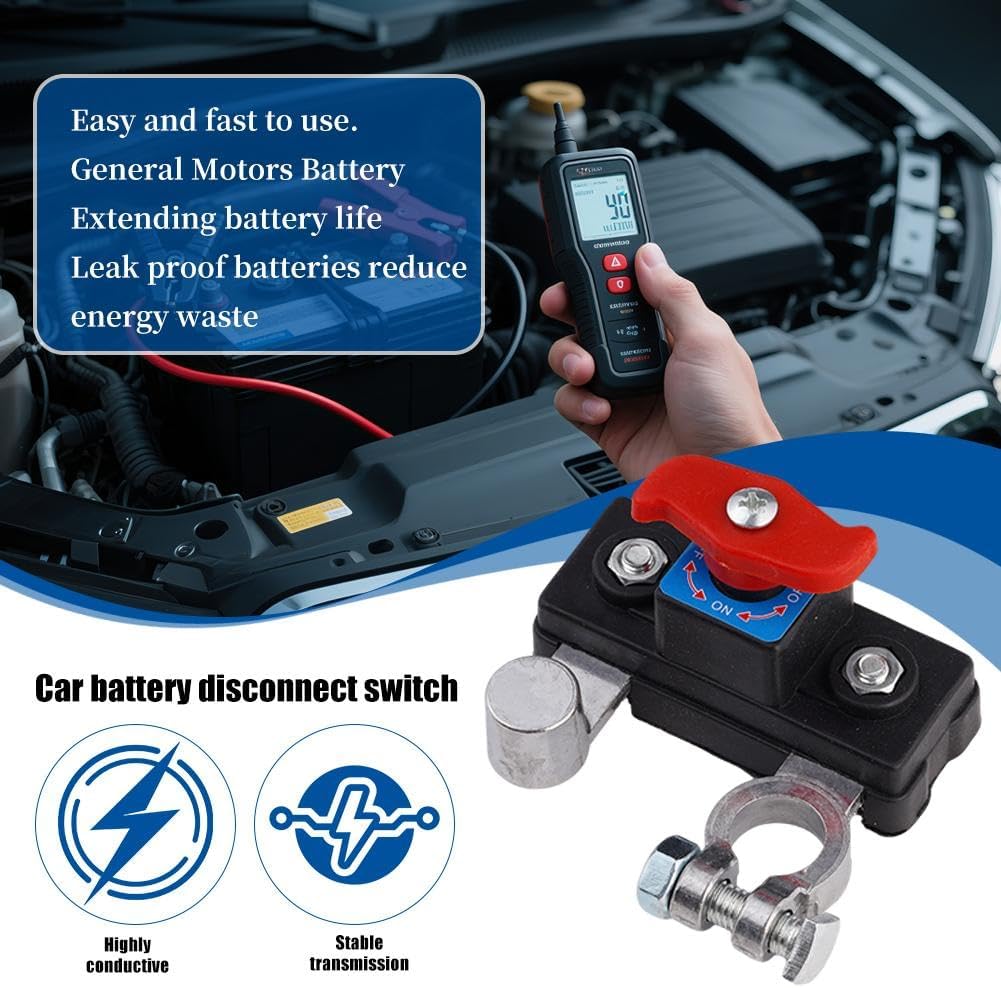 VAYWET Car Battery Power Cut-Off Switch Breaker, 12V/24V Universal Top Post Battery Quick Disconnect, Pure Copper Stable Transmission High Conductivity Disconnect Isolator Automatic Manual Circuit Leak Protector Flame-Retardant Cover for Car Truck Boat Rv