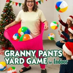 Senior Lady Yard Catch Ball Game Pants, Super Stretchy, Includes 4 Colorful Balls, Fun Interactive Party Game for Family Gatherings, Rolling Ball