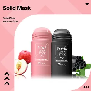 O'CHEAL Solid Black Bamboo Charcoal Cleansing Stick - Unisex Adult Vegan Clay Mask, Moisturizer, Hydrating, Brightening Mask, Deep Pore Cleanse, Skin Repair, All Skin Types, Free Samples, Skin Care Mask, Hydrate