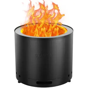 VEVOR Smokeless Fire Pit Stove Bonfire, H: 12.6 in x Dia: 15 in ,Wood Burning Fireplaces with Removable Ash Pan, SUS430 Stainless Steel inner Portable Outdoor Firepit, Ideal for Outdoor Patio Camping