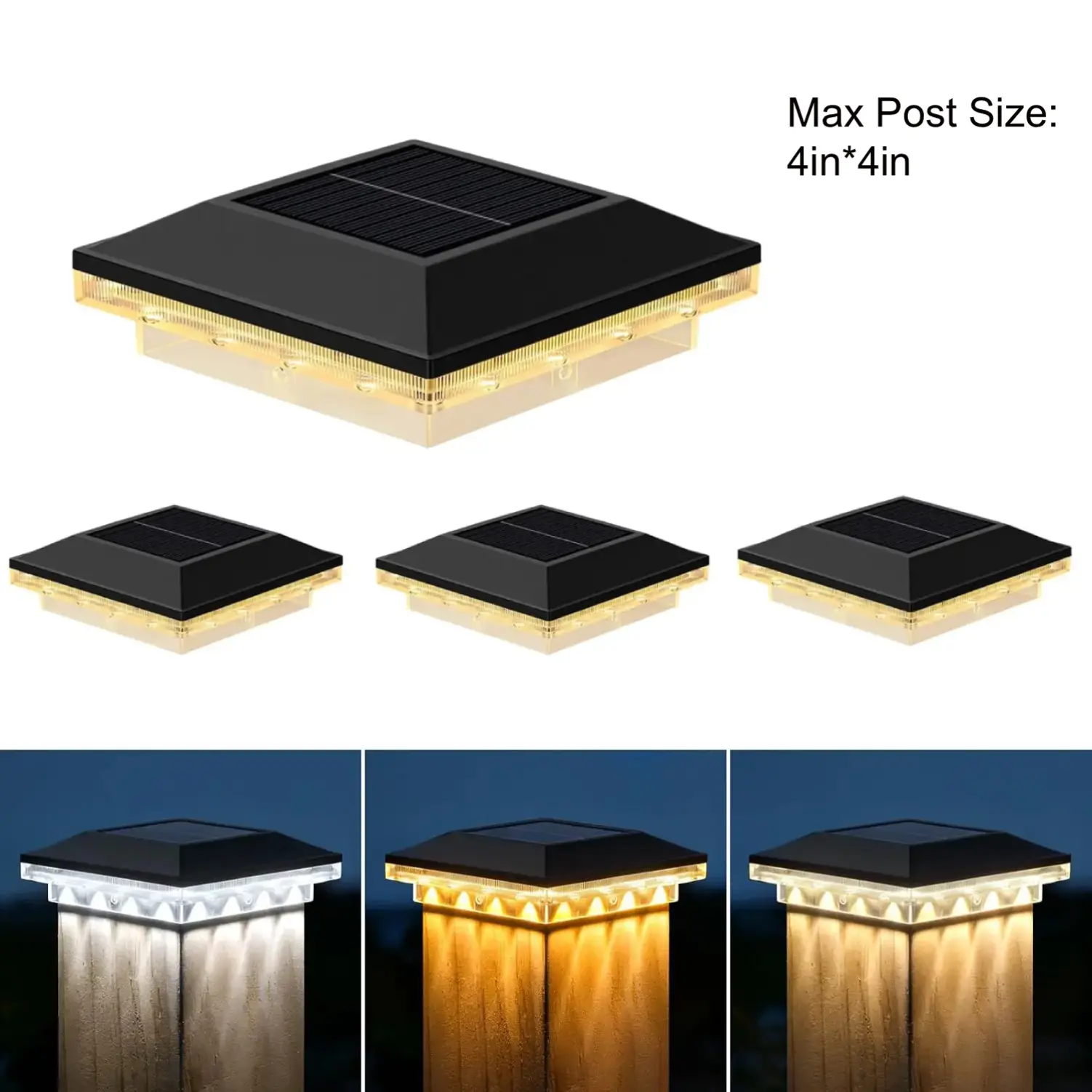 【Clearance】MATULSA 8/4Pcs Solar Post Cap Lights Outdoor Fits 4×4 Posts, Solar Fence Post Lights, Waterproof Deck Post Lights, Ideal for Garden Patio Porch
