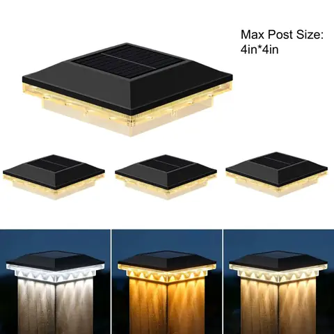 【Clearance】MATULSA 4pc/8pc Solar-Powered Post Cap Lights, 3.5in*3.5in (4×4 Post-Fit), Rain-Proof Outdoor, Built-In Cells, Outdoor Landscape Lighting for Patio Decor, Garden