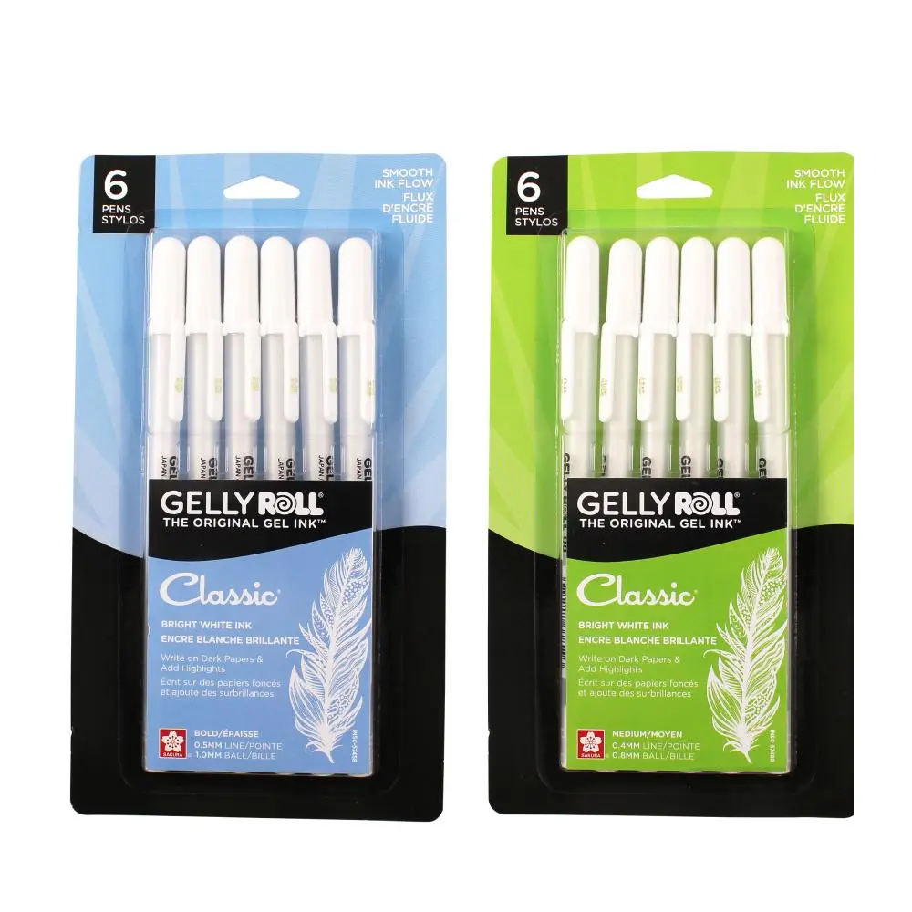 SAKURA Gelly Roll Gel Pens - Classic White Ink - Medium/Bold Point Bundle - 12 Pack