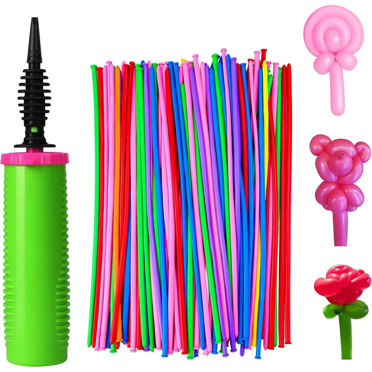 260 Balloons Latex with 1 Hand Balloon Pump Kit, Professional Premium Quality Twisting Magic Long Balloons Assorted Color to Make Animal for Birthday Party Clowns Wedding Decorations