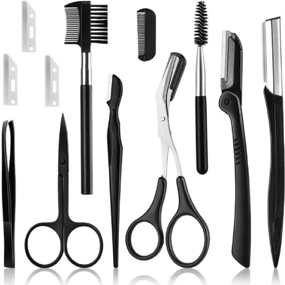 TIKA 12-in-1 Eyebrow Grooming Kit for Trimming, Dermaplaning and Exfoliating, Tool Set for Men and Women