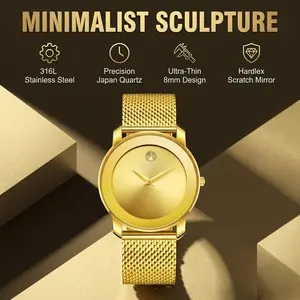 Men’s Ultra-Thin Water-Resistant Quartz Watch – Stainless Steel Mesh Band, Alloy Case & Hands, Elegant Dress Watch, Ideal Gift for Him Luxury Touchscreen Racing Sport