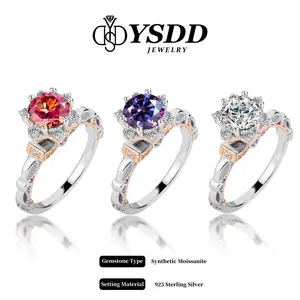 【#245 Cinderella】Antique Flower Synthetic Moissanite Engagement Ring in 925 Sterling Silver 1Carat Bridal Ring Solitaire Oval Ring