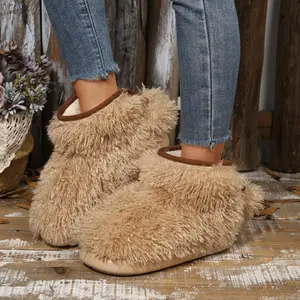 Womens Cozy Fuzzy Ankle Snow Boot Fleece Slippers for Indoor and Outdoor Wear Winter Warm Mini Boots Shoes Springfresh