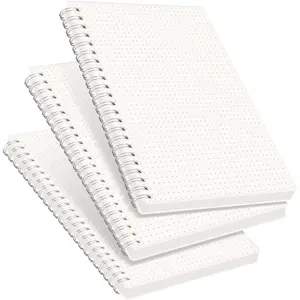 Dotted Journal Notebook, 3-Pack, 160 Pages per Pack, A5 Medium Size (5.7'' × 8.3''), 100 GSM Thick Paper, Spiral-bound, Flexible Plastic Cover, for Journaling, Planning, Tracking