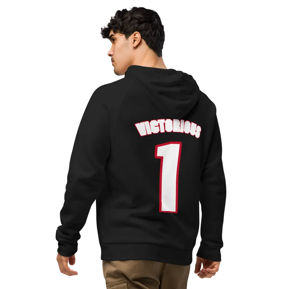 Victorious 1 Under Armour Hoodie (Unisex)- Black, Cotton-Polyester Blend, Ribbed Hem - Fabric inspirational christian tiktok shop t shirt