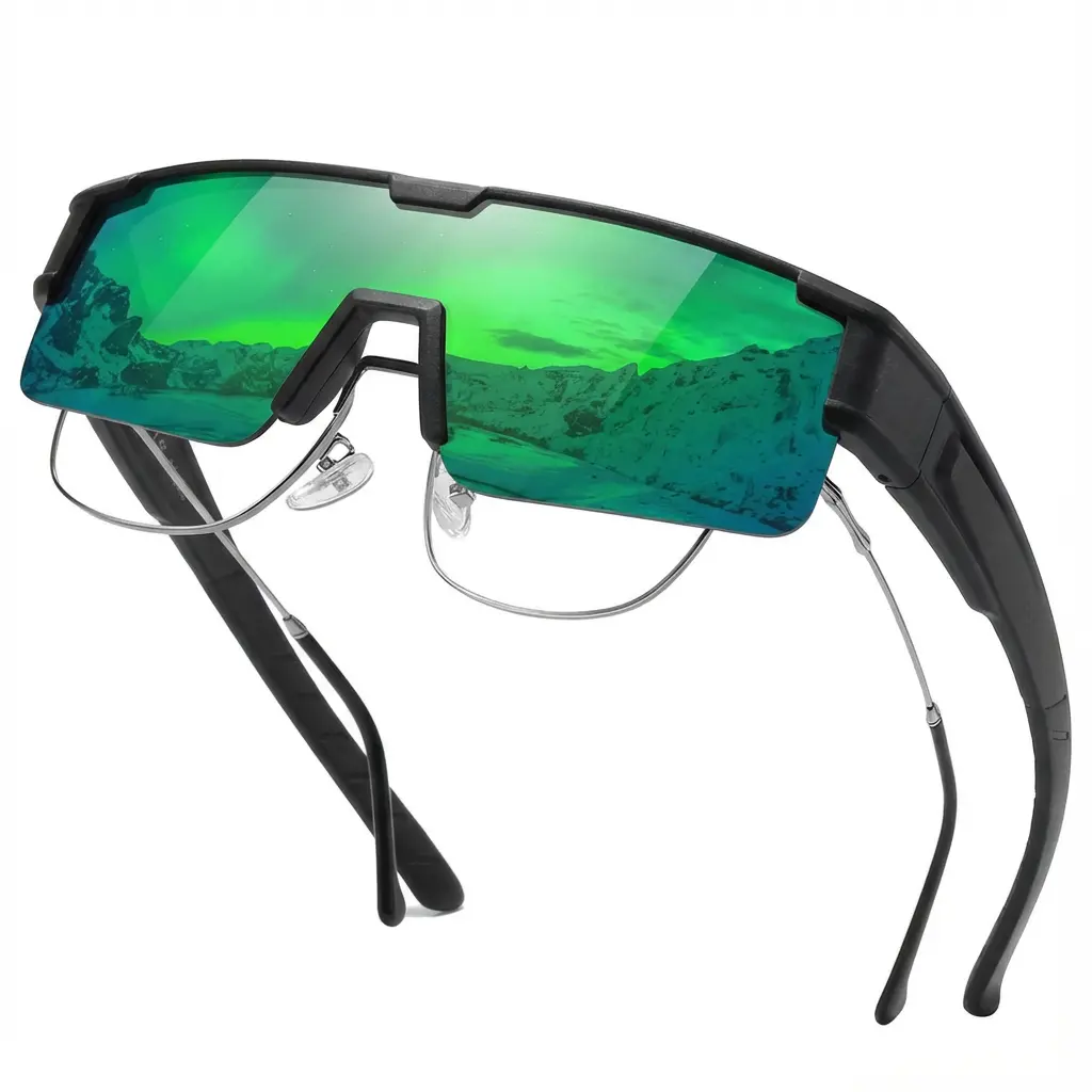 Meeloog Safety hd Fit Over Glasses Unisex, Polarized Sunglasses Wear Over Myopia Prescription Eyewear, Impact Resistant Wrap Around Shades UV400 yellow lens , Anti Glare Windproof Goggles for Driving Fishing Hiking, Scratch Proof Protection for Men Women
