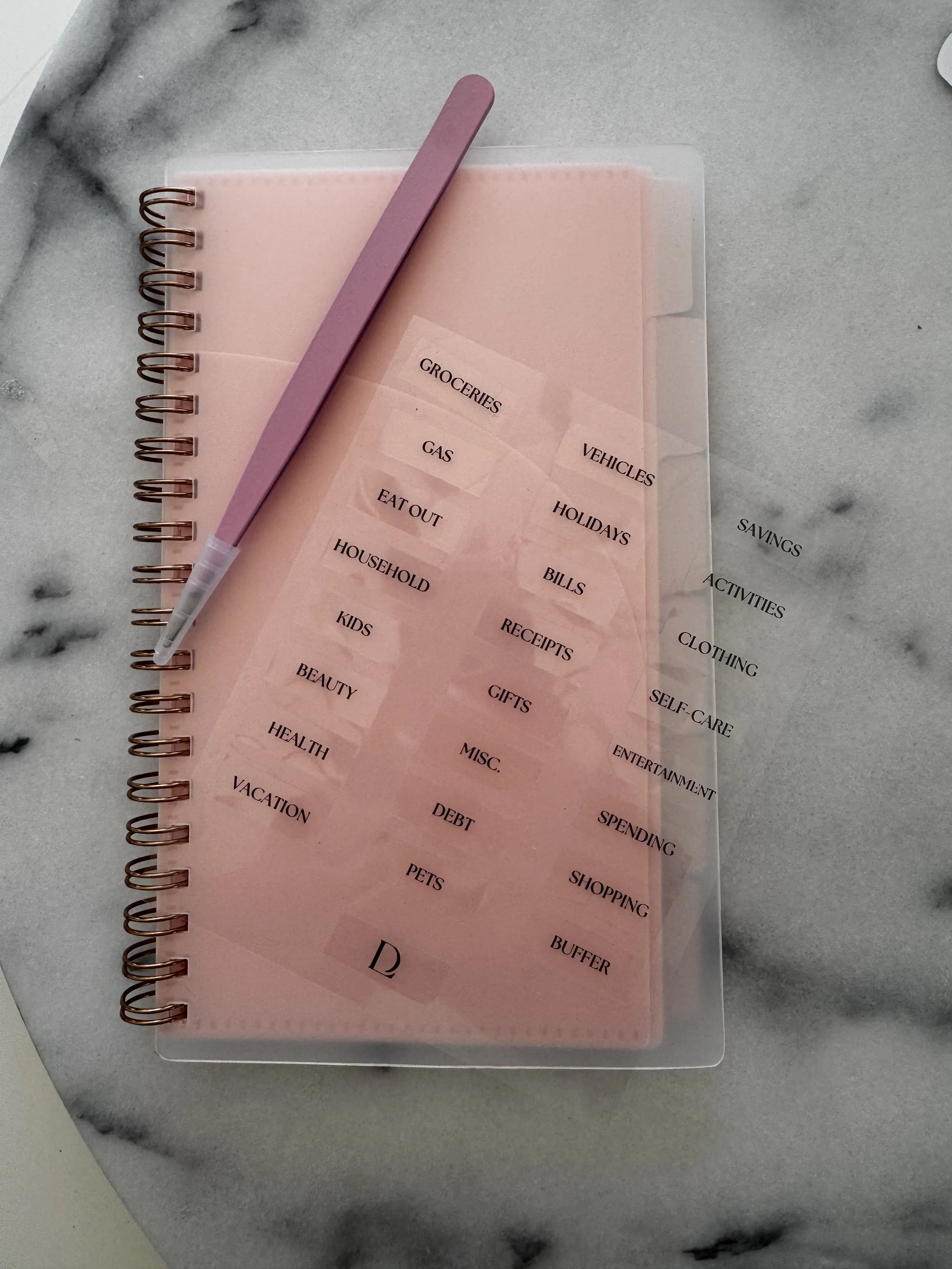 spiral budget book with double pocket tabbed envelopes set