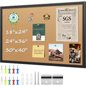 Cork Boards for Walls, 18" x 24" Cork Board for Office, Bulletin Board with Frame,  Pin Board, Wooden Frame Vision Board Cork Notice Board, Corkboard for Office, , School