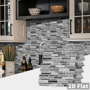 1/12 Pieces Glossy Retro Grey Marble Backsplash Peel & Stick Wallpaper - Waterproof, Oil-Resistant For Kitchen, Bathroom, Living Room Decor, Marble Pattern Wallpaper