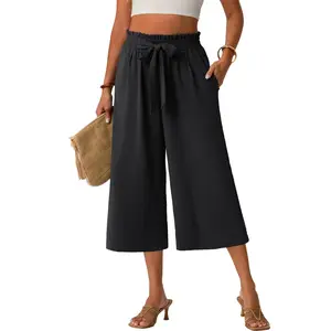 Lepunuo Capri Pants for Women Wide Leg Summer Capris Pant Palazzo Loose Fit Casual Trousers with Pockets 2026 Trendy
