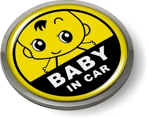 Baby ON Board 3D Domed Emblem Badge Car Sticker Chrome Round Bezel