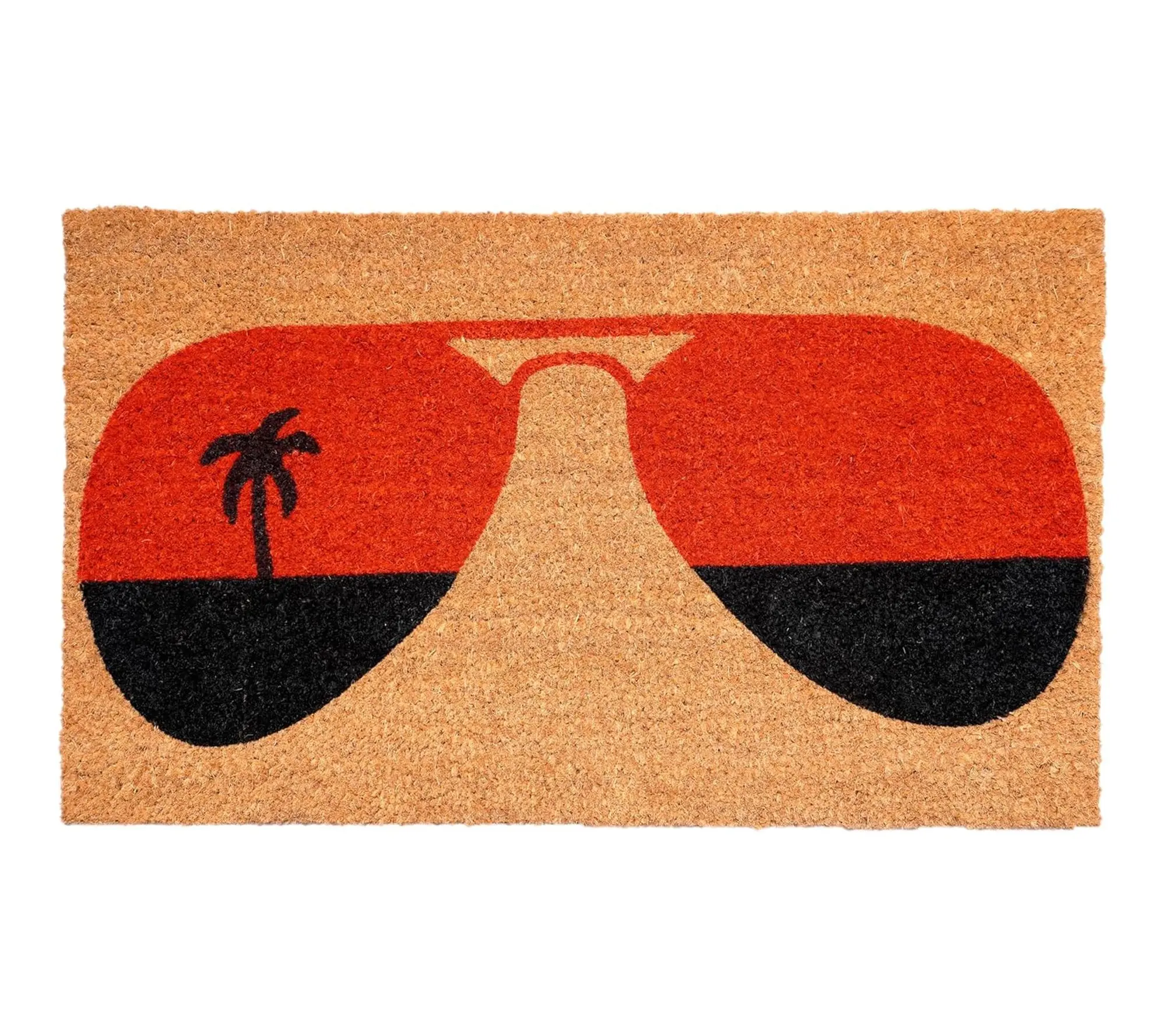 HomeRoots 17"x29" Natural & Red Tropical Coir Door Mat HomeRoots 17"x29" Natural & Red Tropical Coir Door Mat