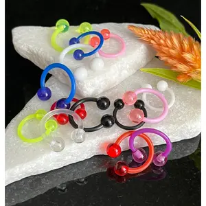 PAIR of Unique Flexible Circular Barbells Horseshoe Septum Ring -16g & 14g- Internal Diameter 8mm or 10mm