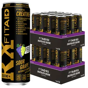 FITAID RX CREATINE Sport Drink, Clean Workout Recovery, Sour Grape, BCAAs, Glucosamine, Turmeric, Electrolytes, No Sucralose