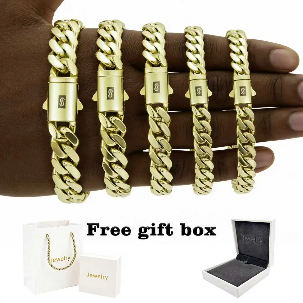 14K Real Gold-Plated Cuban bracelet Fashion Monaco Chain Unisex Jewelry The Latest Electroplating Process for Rust Prevention Waterproof, Fade-Proof Hypoallergenic  Miami Link Chain Items 6-14mm Sizes Hip-Hop Style Timeless Shine for Every Look  jewelry