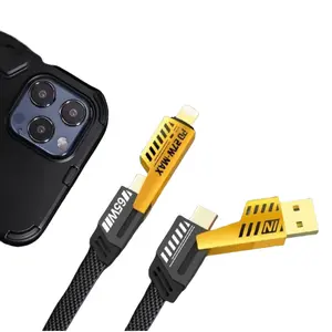 Dual Head Type-c Data USB 4-in-1 PD Fast Charging Cable for iPhone15/14/13/12/11 Pro Max/XS MAX/XR/XS/X/8/iPad/Xiaomi/Honor/Vivo/Samsung/OPPO Notebook Phone Smartphone Cellphone Charger - Android Devices Durable Electronic Mobile, Professional Direct