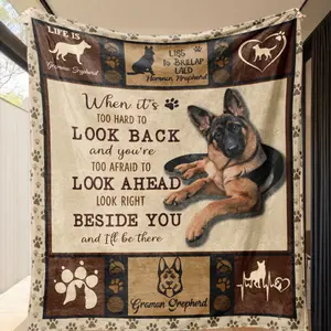 Flannel Throw Blanket, German Shepherd Theme Heartfelt Print, Soft Warm Home Decor, Pet Lover Gift, Casual Cover Blanket