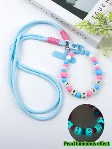 Teach Letter Glow-In-The-Dark Beaded Keychain Lanyard, High Elasticity Car Keys Bag Strap, Teacher Gift, Daily Use, Friends Present, Keychain Wristlet Strap