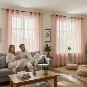 Curtain Club 4 Panels 52x84inch 540D mesh straight stripe curtains with loops at the top, soft and light-transmitting, suitable for bedrooms and living rooms, 130 GSM. FT6665