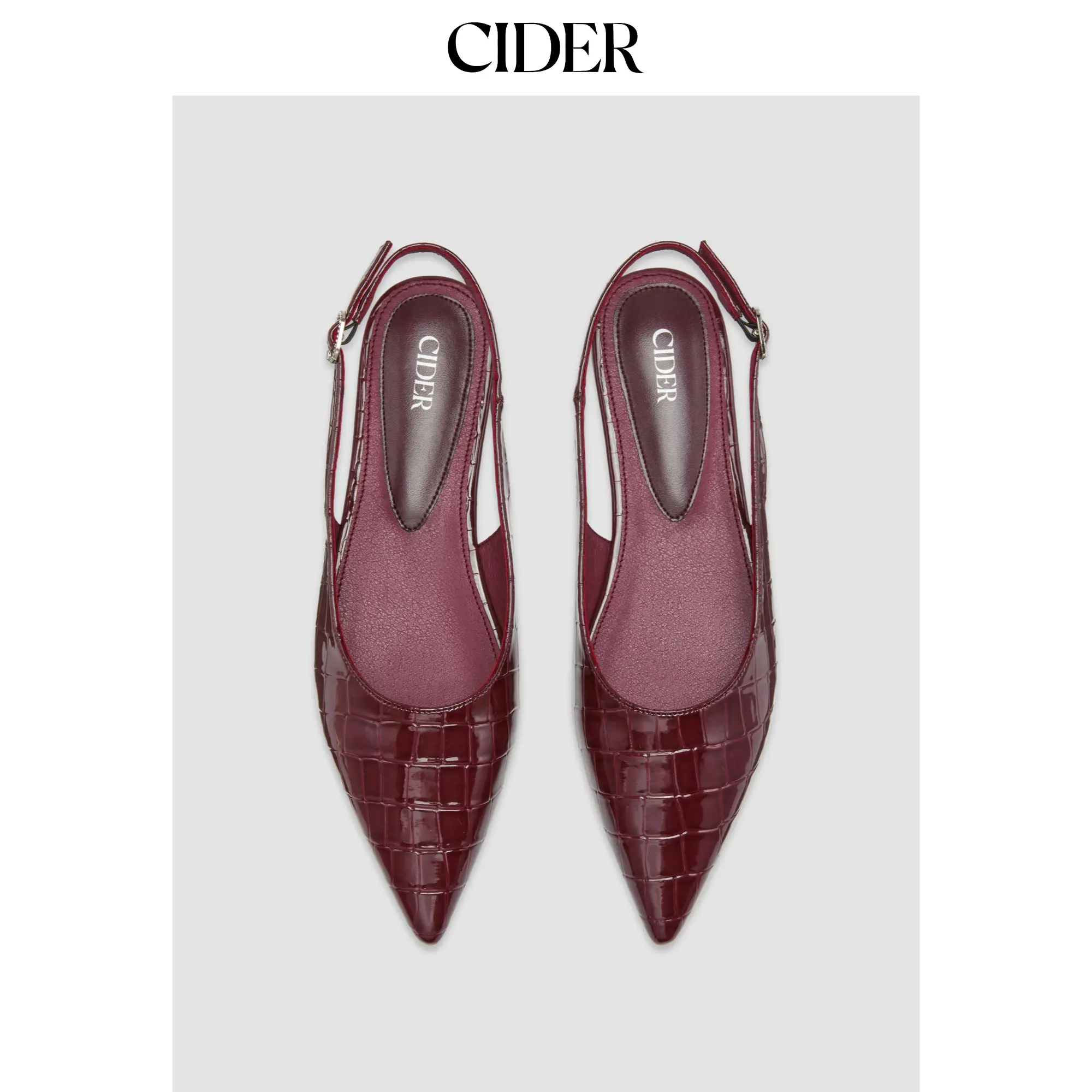Cider CROCODILE PATTERN POINTED TOE SLINGBACK FLATS