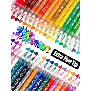 BASIC SUPPLY New Gabrie Extra Fine Tip Acrylic Paint Markers Set OF 36