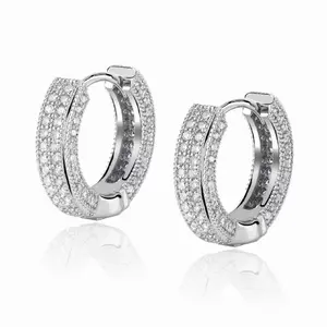 VY 14K Gold-Plated Iced Hoop Earrings for Women & Men, Round VVS Synthetic Moissanite Dangle Earrings, S925 Silver Statement Jewelry, Perfect Gift for Birthday, Mother’s Day, Christmas, Wedding valentine anniversary gift