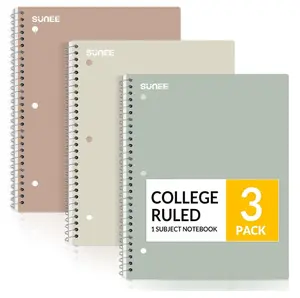 Spiral Notebooks, 3 Pack, 1-Subject, College Ruled Paper, 8" x 10-1/2", 70 Sheets per Notebook, Assorted Aesthetic Colors Spiral Notebooks for School