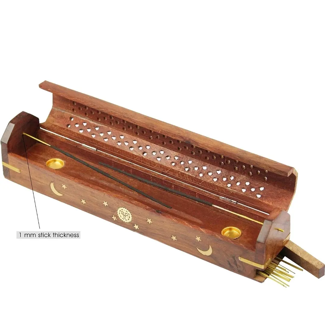 Wooden Incense Box - Incense Coffin - holds both incense sticks and cones