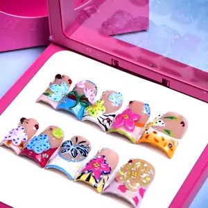 DiDazzle Flora Pop Duck Tip Press-On Nails, Handmade 2025 Spring 3D Floral Nails, Bold Y2K Coquette Aesthetic, New Arrival, Reusable Gel Acrylic