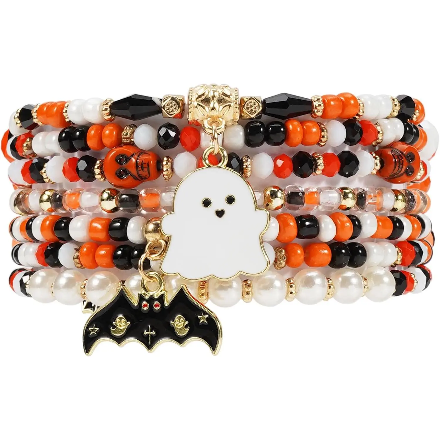 Halloween Bracelets Stackable Heishi Beaded Stretch Bracelets
